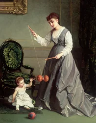'Engel og djevel' eller 'Spille Diabolo, Djevelen-på-to-pinner' 1868